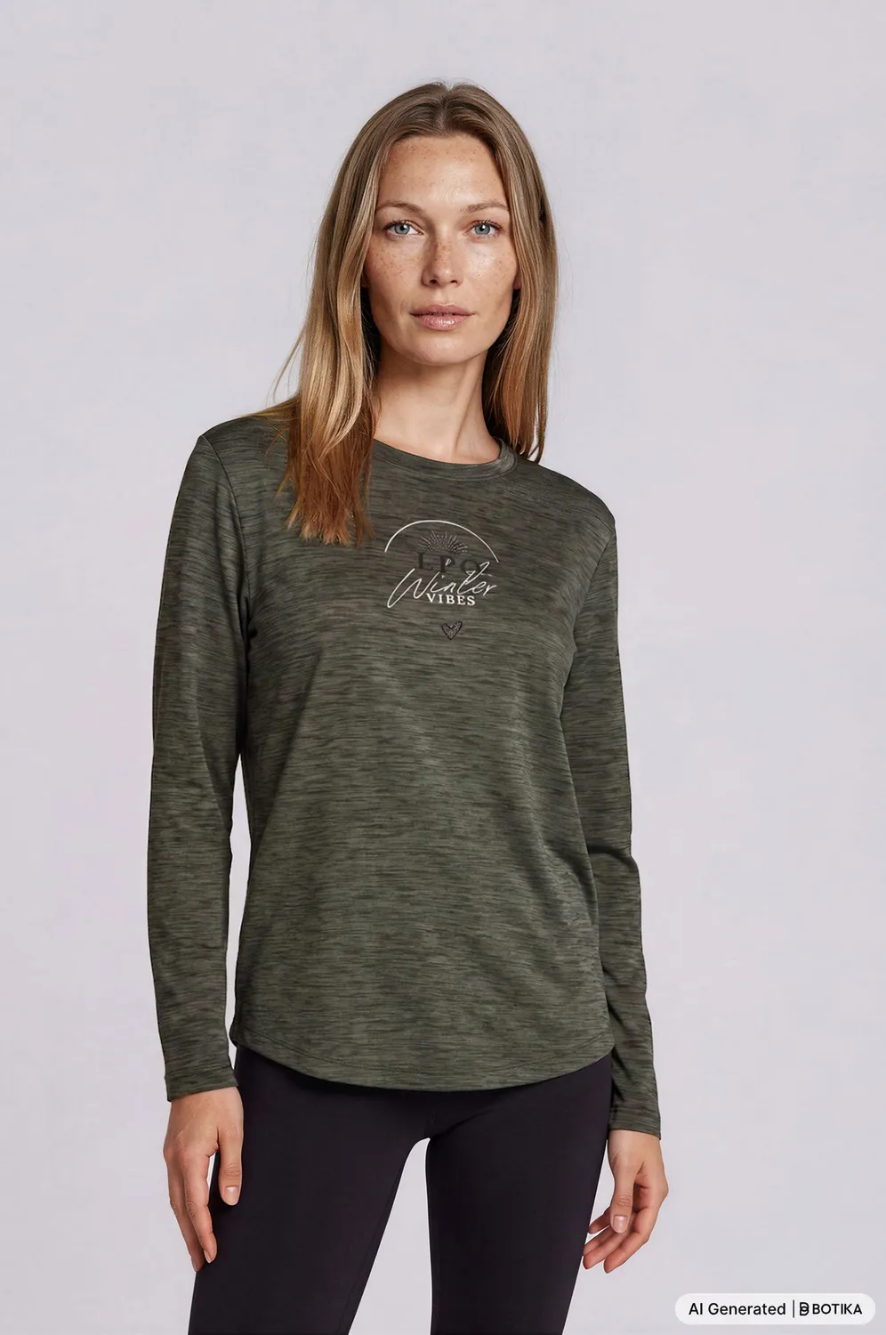LPO Tilda 3/4-Arm Funktionsshirt olivgrün meliert
