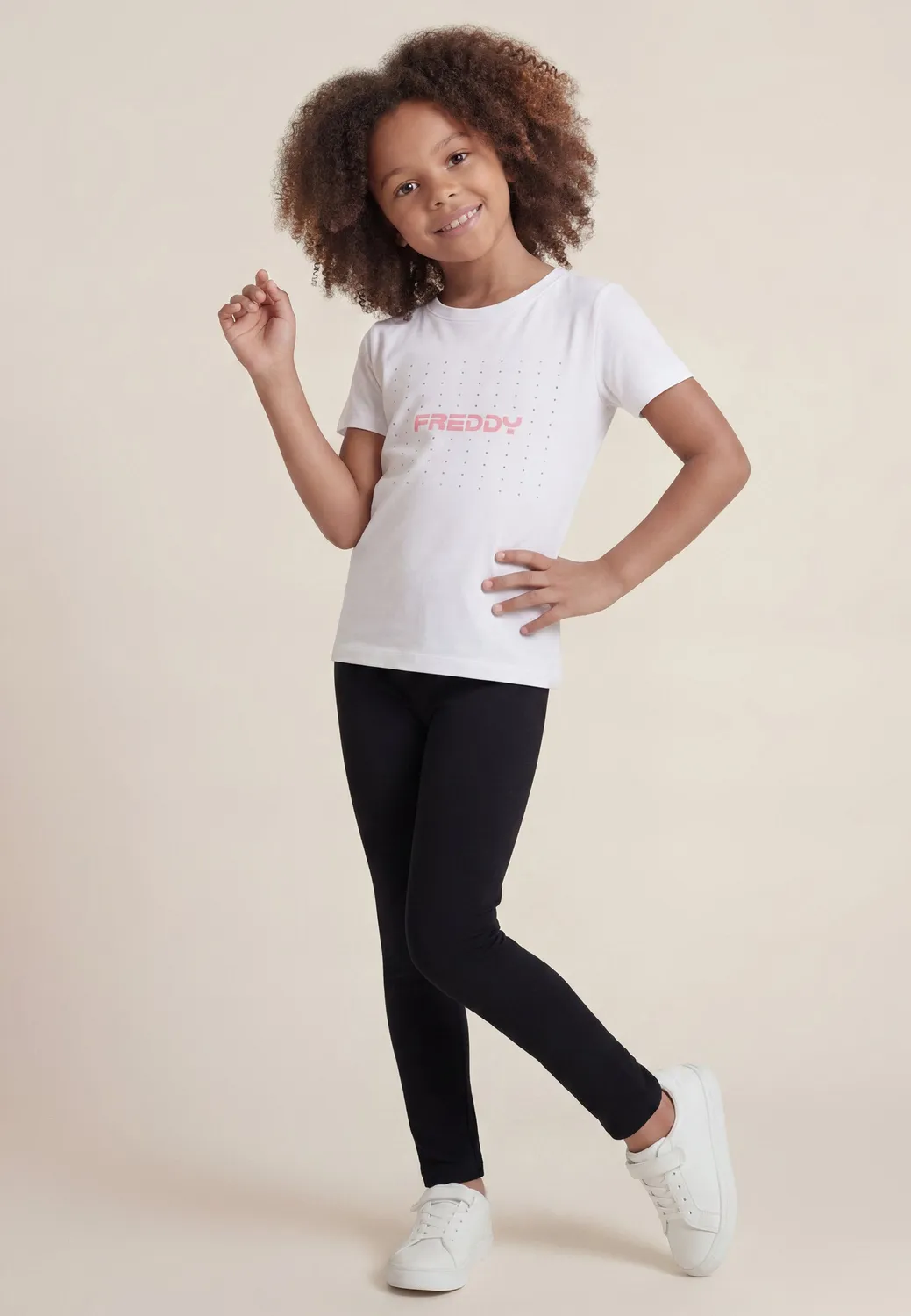 Freddy Logo Strass T-Shirt Mädchen Schwarz Jersey