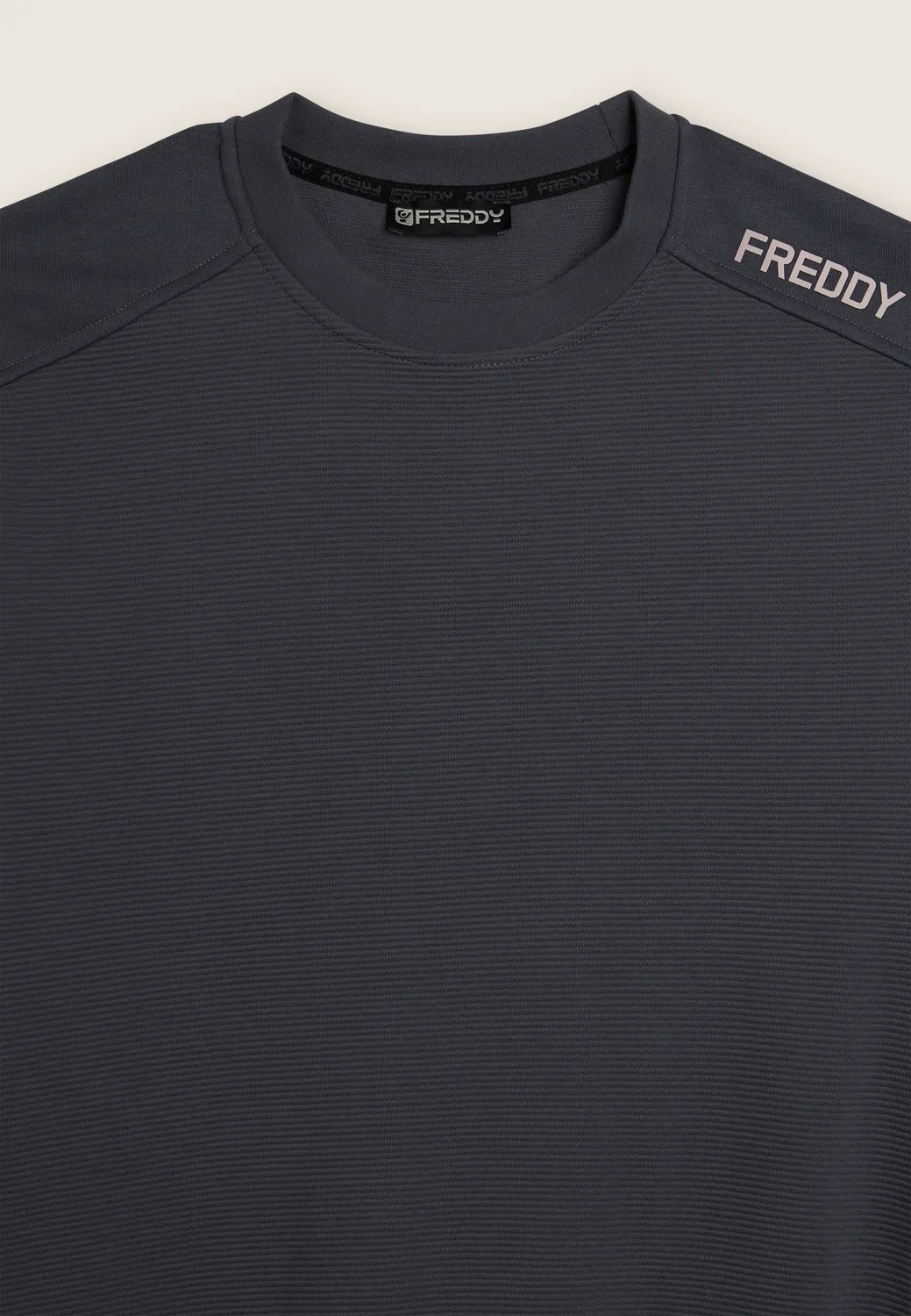 Freddy Sweatshirt Herren Schwarz Crewneck gerippt
