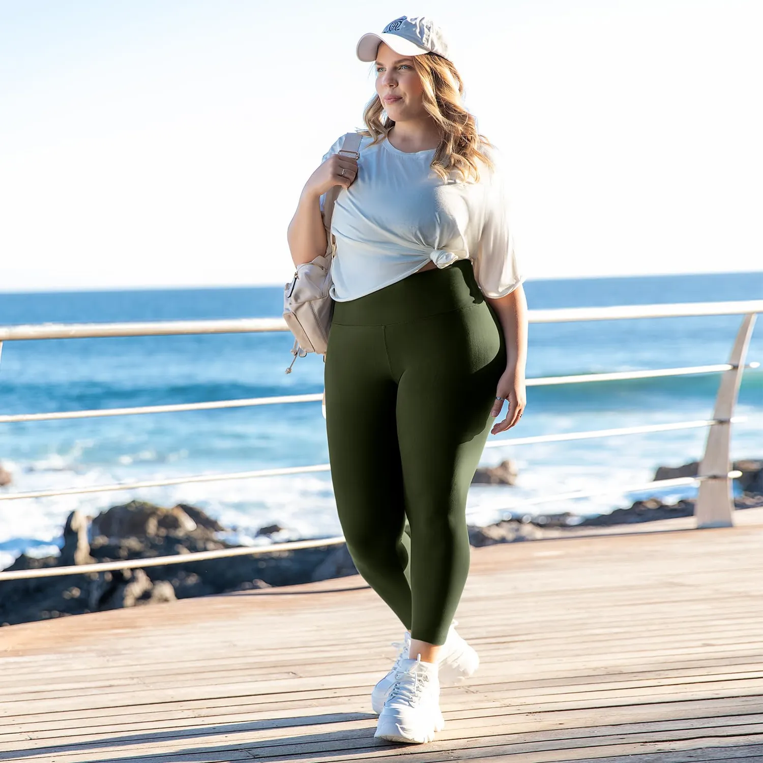 SINOPHANT High Waist Leggings Damen Armygreen 1er Pack
