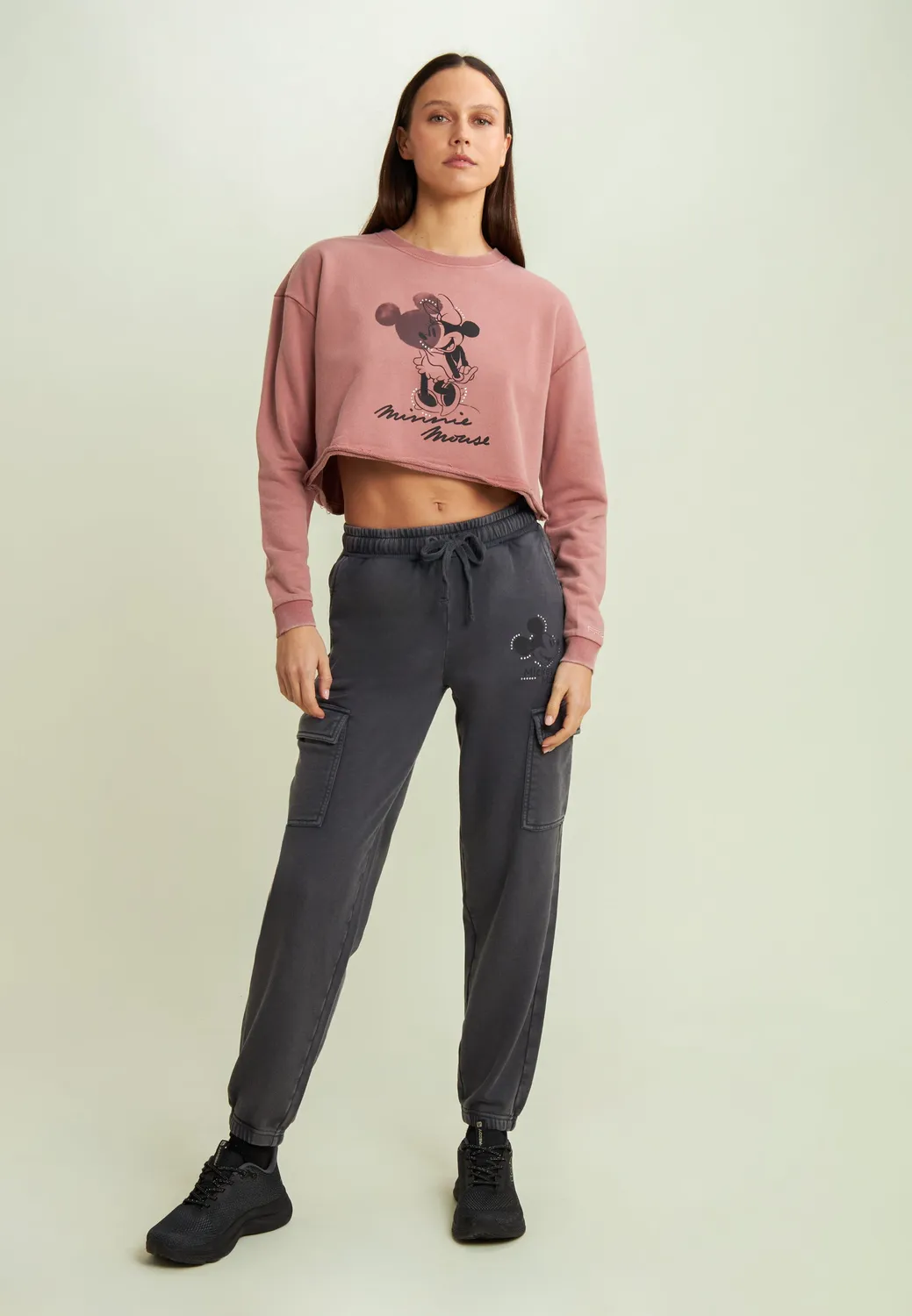 Freddy Disney Cropped Sweatshirt Grau Strass Used