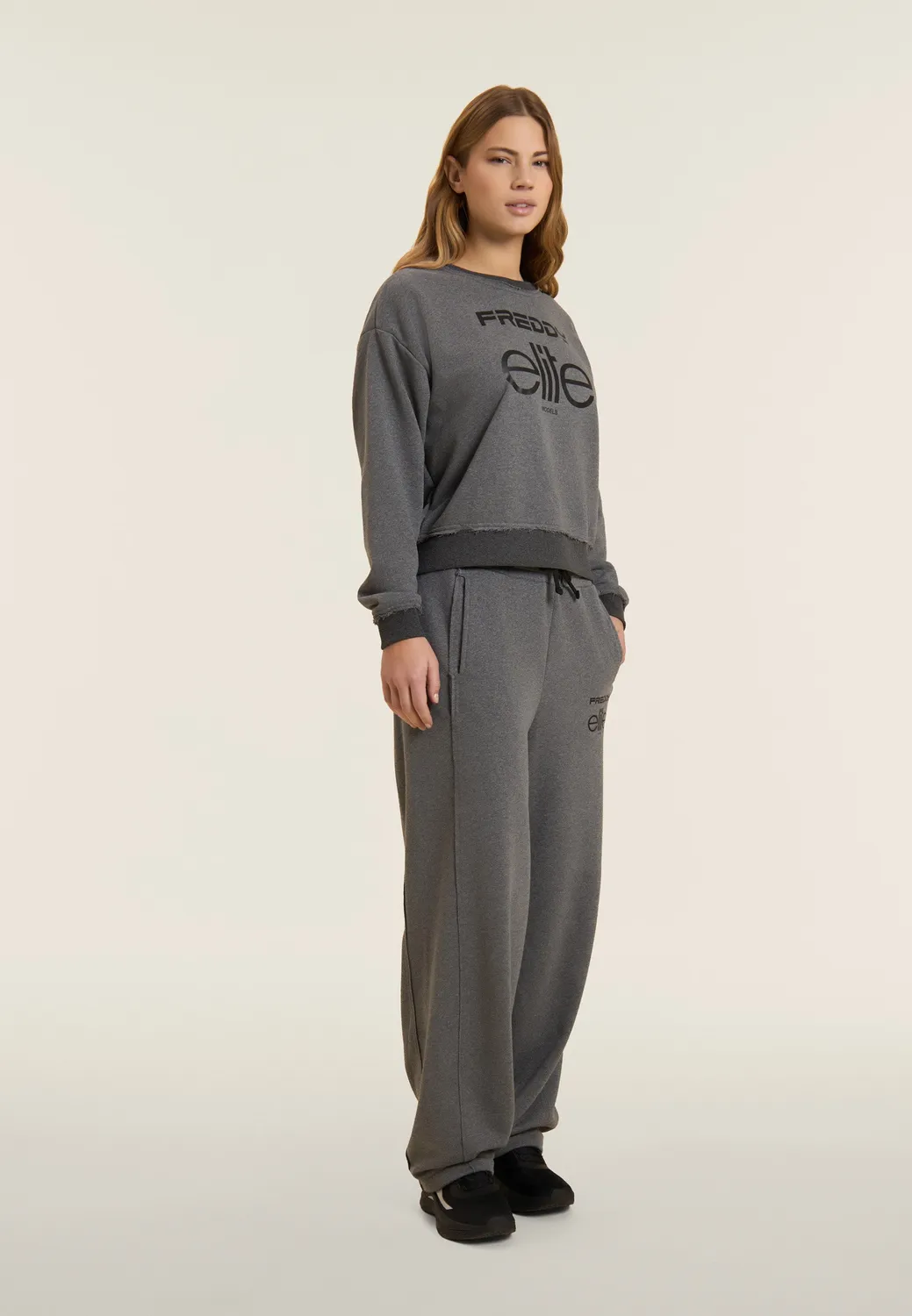 Freddy Cropped Sweatshirt Damen grau meliert