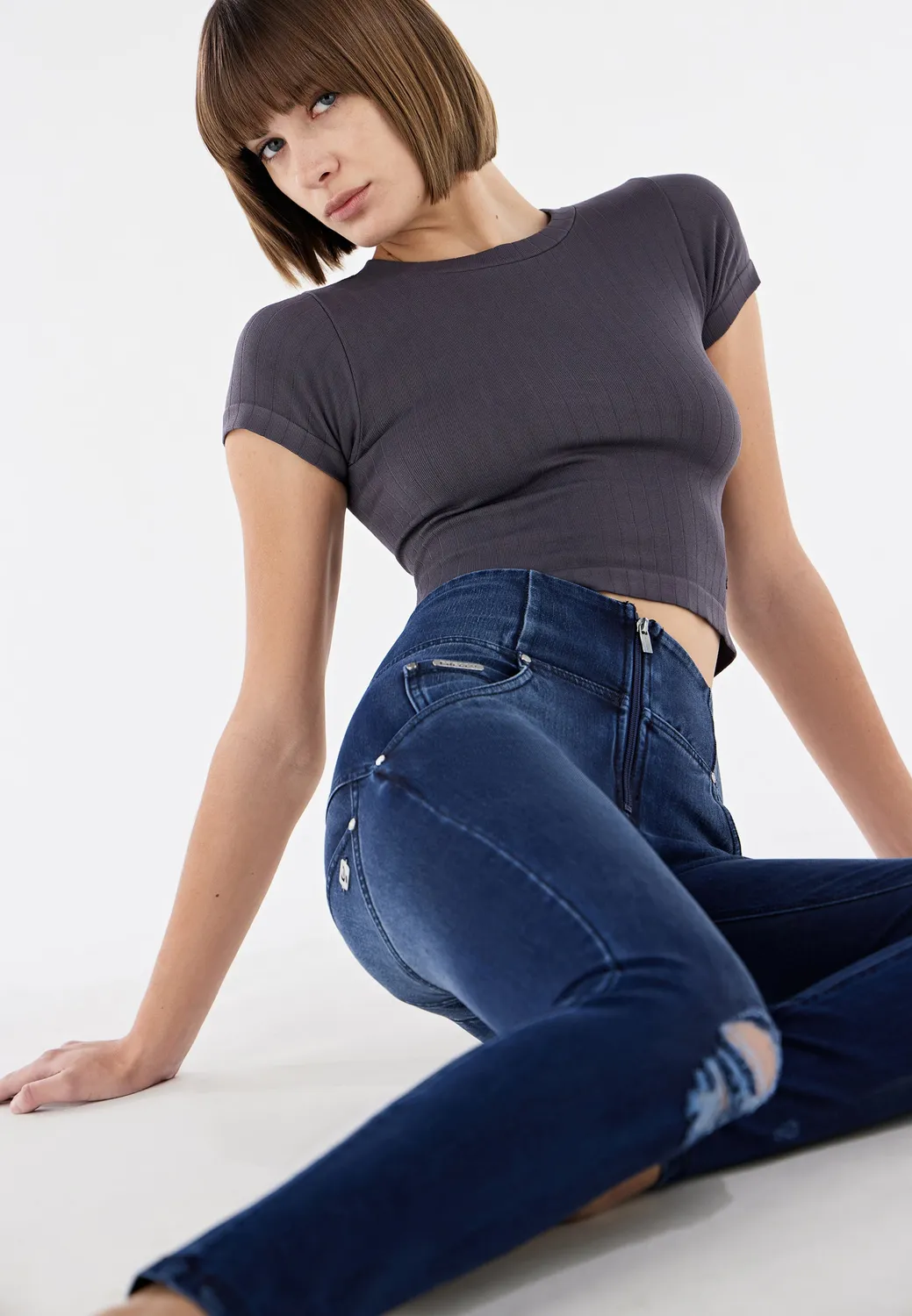 Freddy WR.UP Jeans High-Waist schwarz Risse Push-up