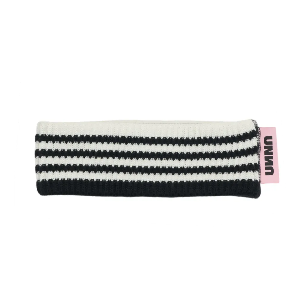 UNNA Merino Loop Halstuch Schwarz-Weiß Merinowolle