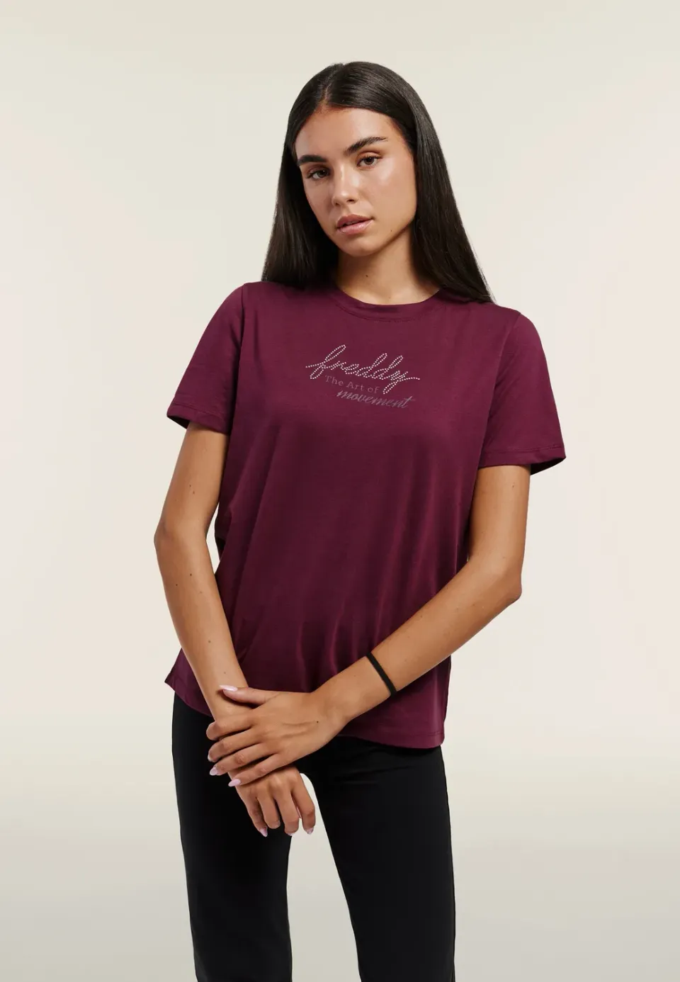 Freddy The Art of Movement T-Shirt Regular Schwarz Perlen