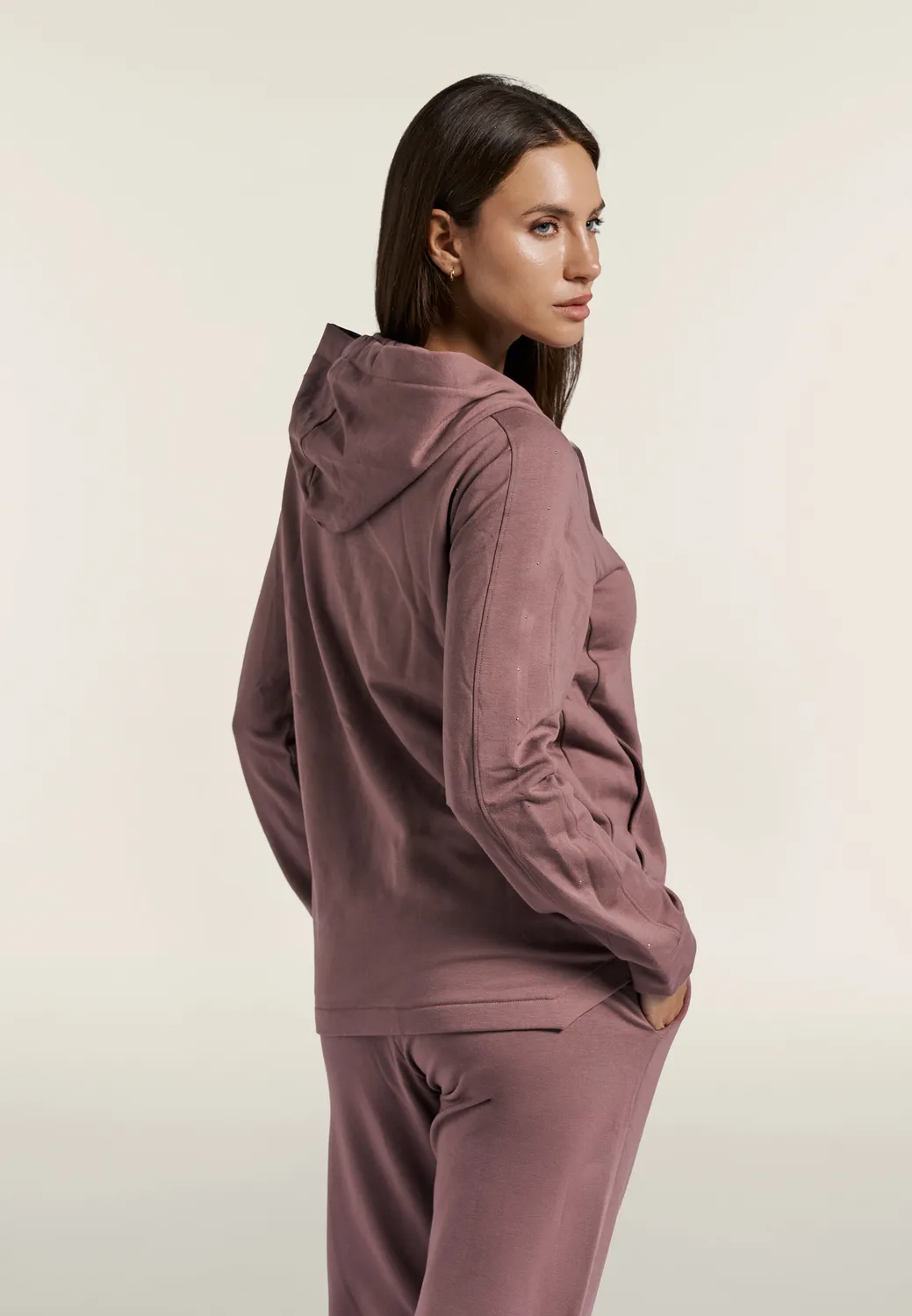 Freddy Regular Hoodie Damen Full-Zip Schwarz asymmetrisch