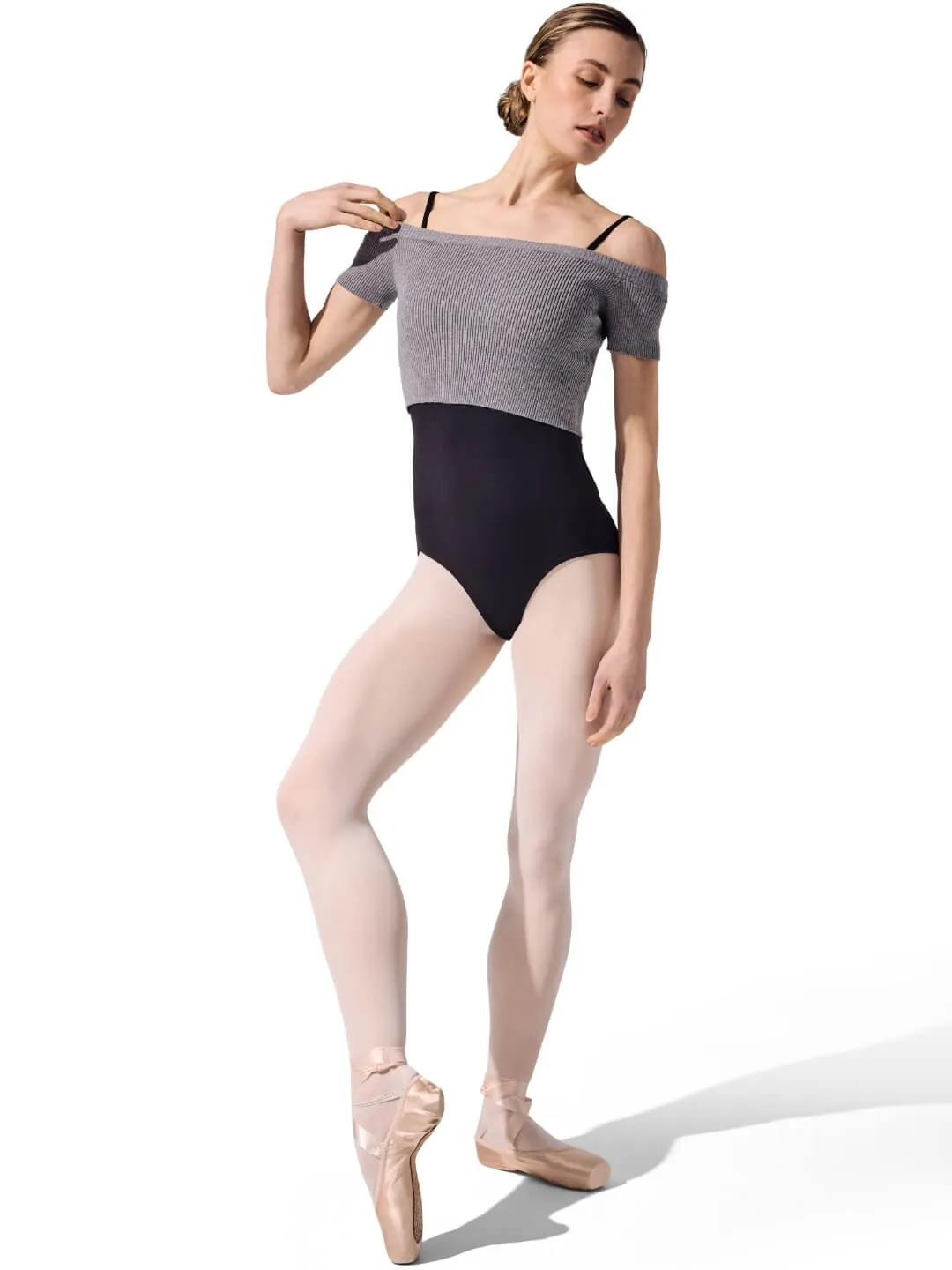 Capezio 11383W Cropped Pullover Schwarz schulterfrei