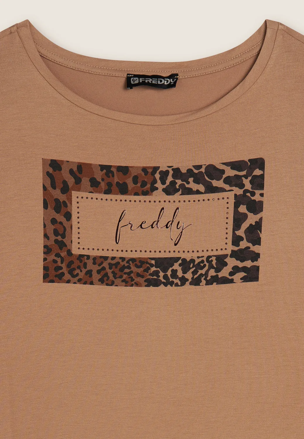 Freddy T-Shirt Animal-Print Strass schwarz Damen