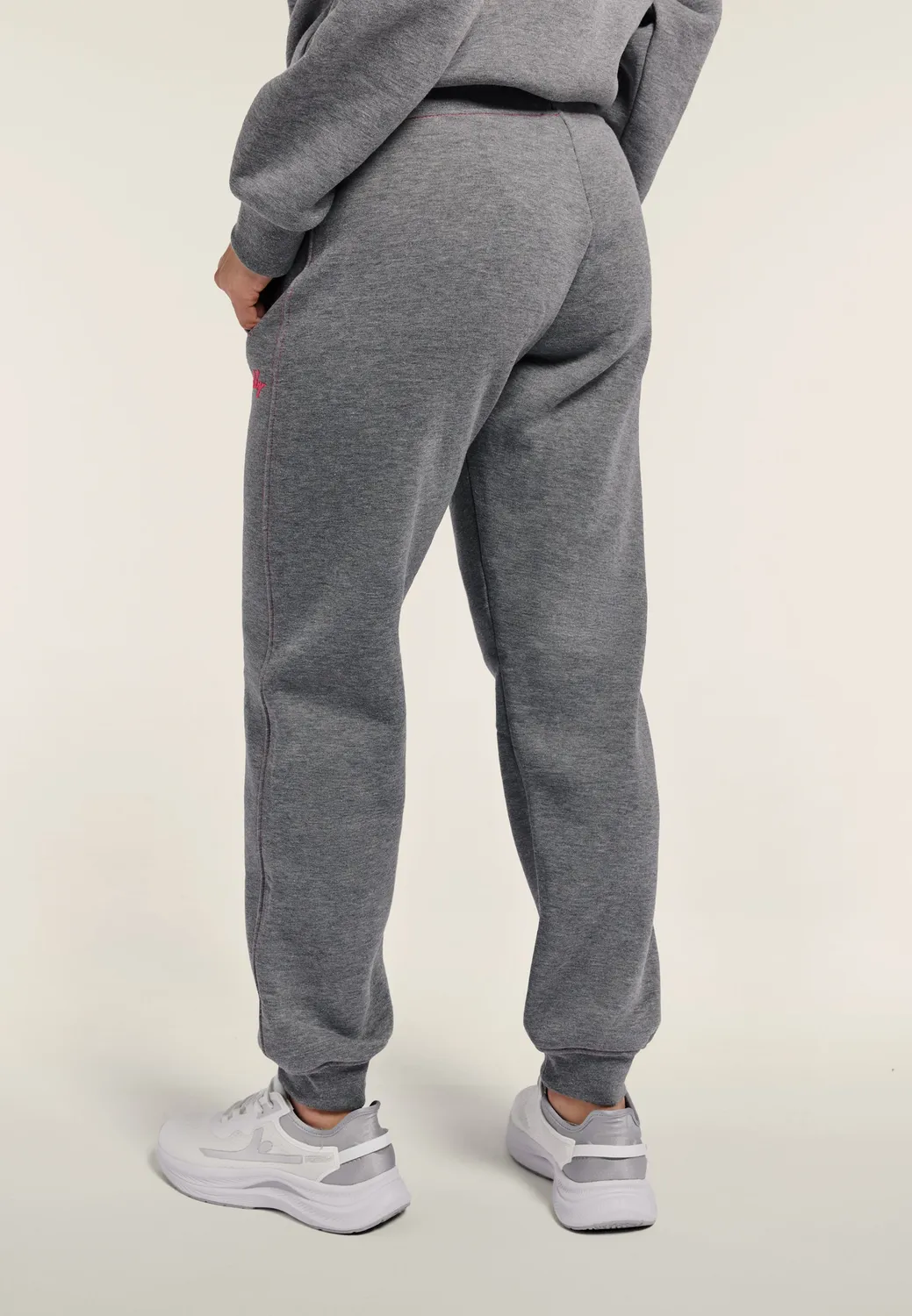 Freddy Jogginghose Damen Mélange Bündchen Grau Regular
