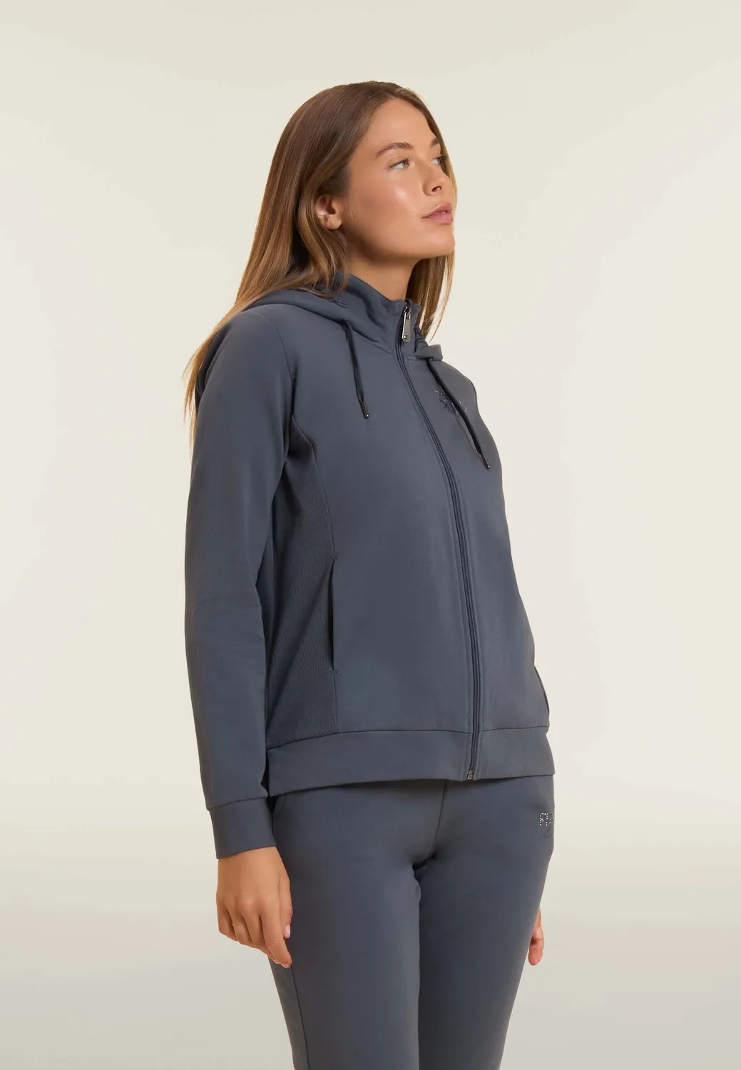Freddy Kapuzenjacke Schwarz Full-Zip Rippstrick