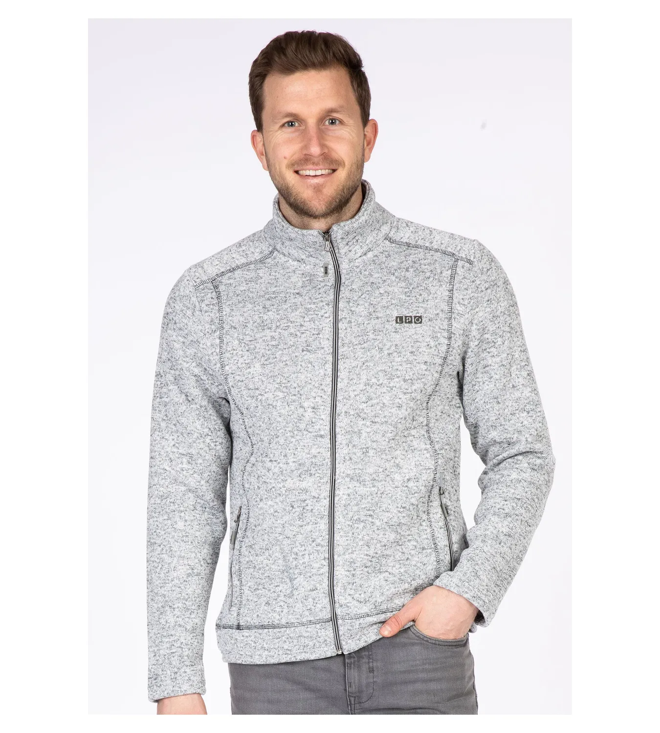LPO Owen 2 Feinstrickjacke hellgrau Herren