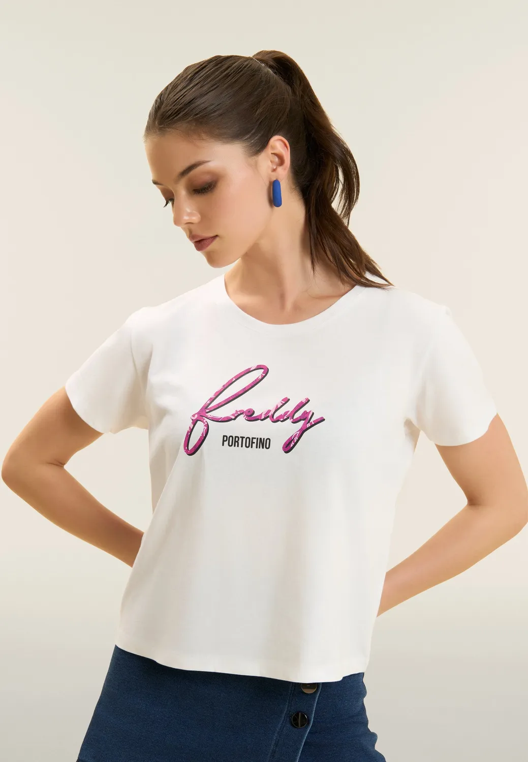 Freddy Floral T-Shirt Bianco-Fucsia Supima
