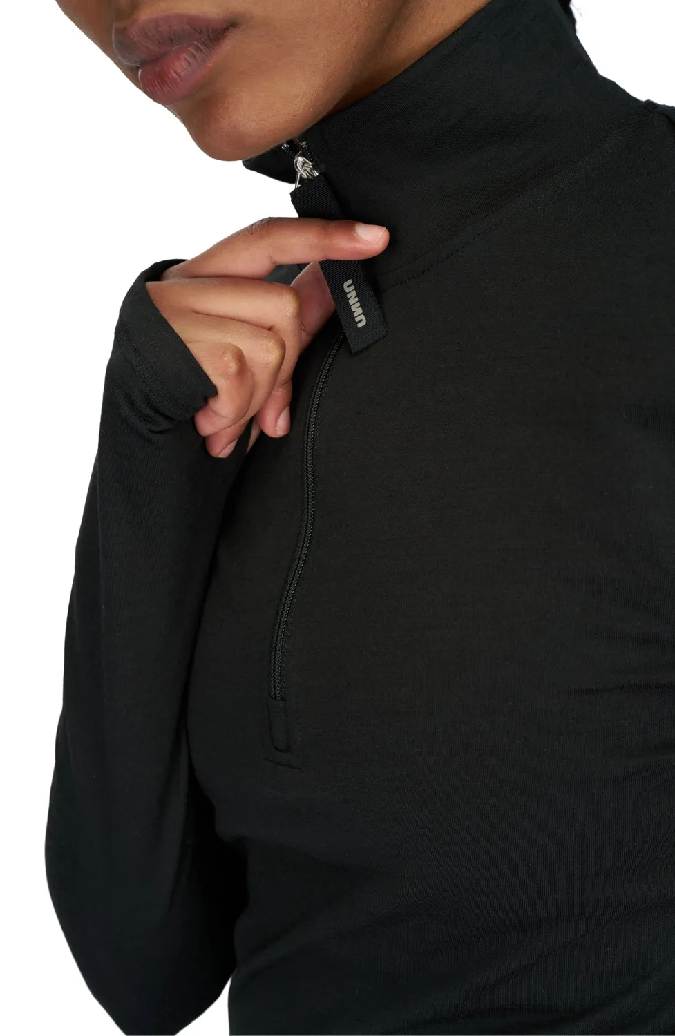 UNNA Zip Up Wool Layer W Laufshirt schwarz Wolle