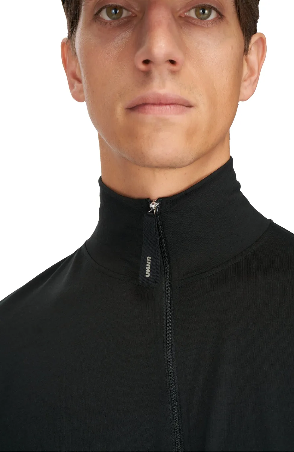 UNNA Zip Up Wool Layer Laufshirt schwarz mit Half-Zip