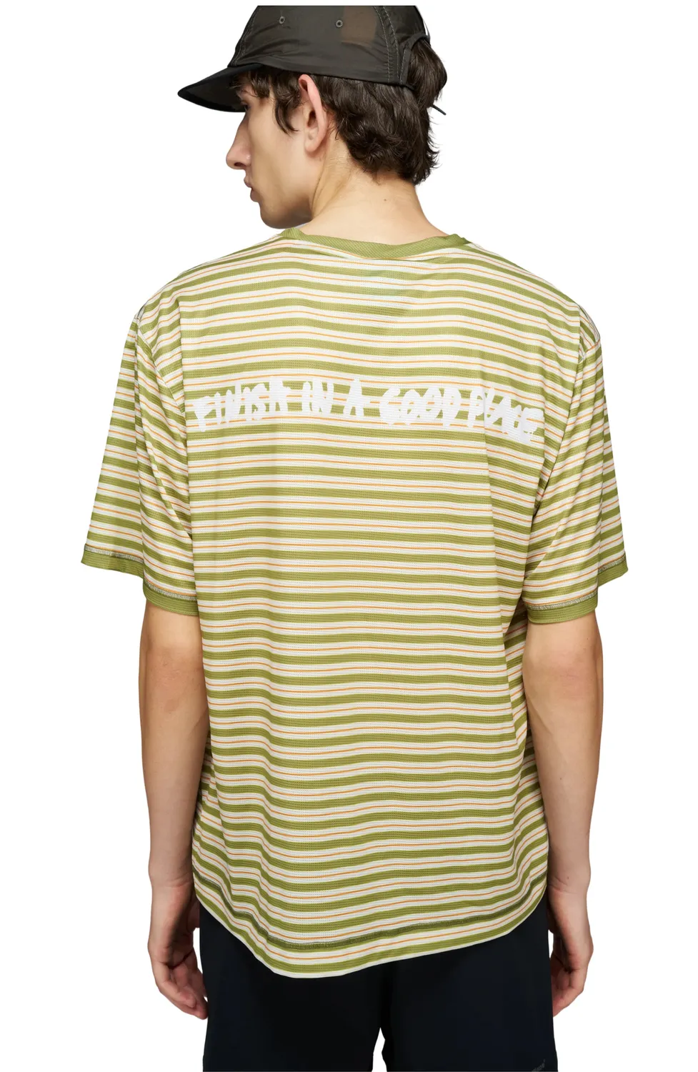 UNNA Wavy Tee Striped T-Shirt Sage Stripe Polyester