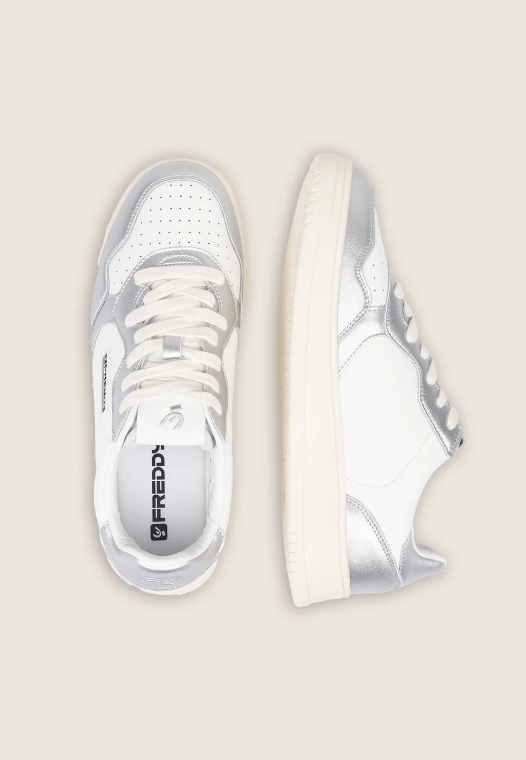 Freddy Sneaker Damen Leder weiß Basketball Memory-Foam