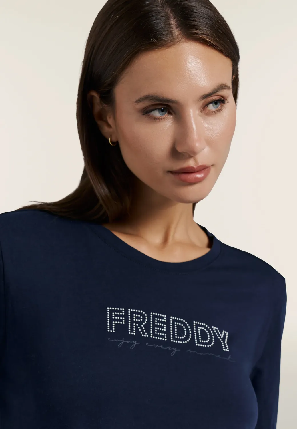 Freddy Perlen-Logo Longsleeve Navy Baumwolle