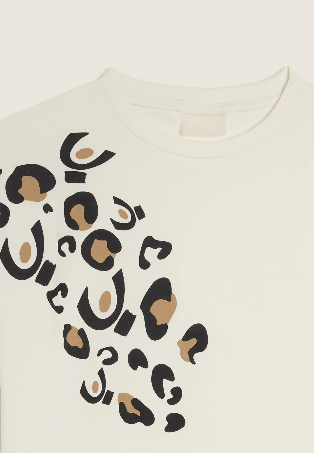 Freddy Junior T-Shirt Milk White Leo-Print Baumwolle