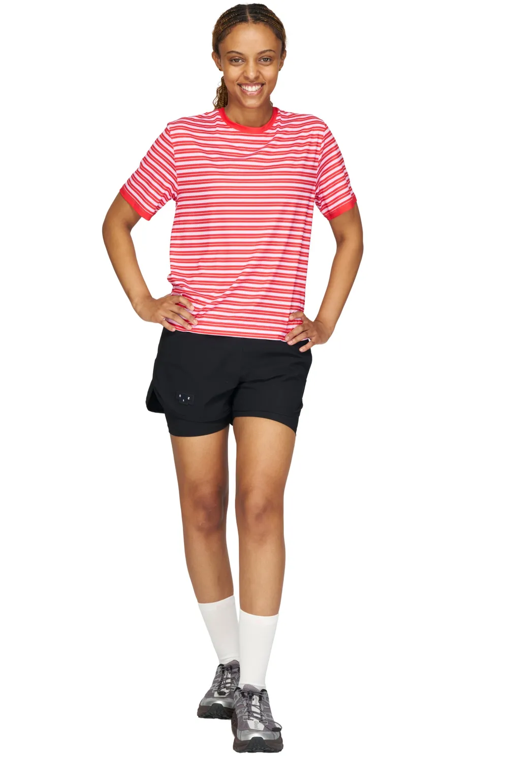 UNNA Wavy Tee Striped Laufshirt Turbo Rose Damen