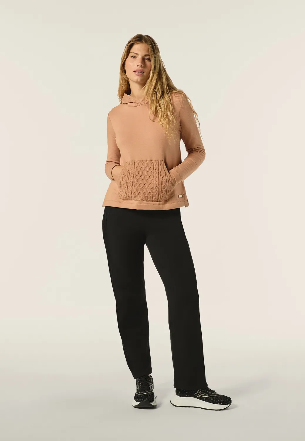 Freddy Damen Sweatshirt Rollkragen Zopfstrick beige