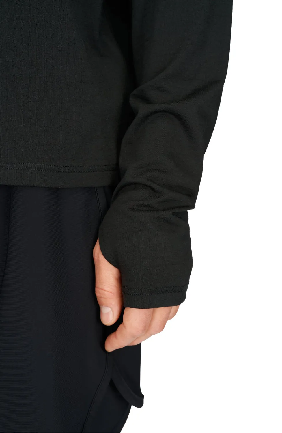 UNNA Zip Up Wool Layer Laufshirt schwarz mit Half-Zip