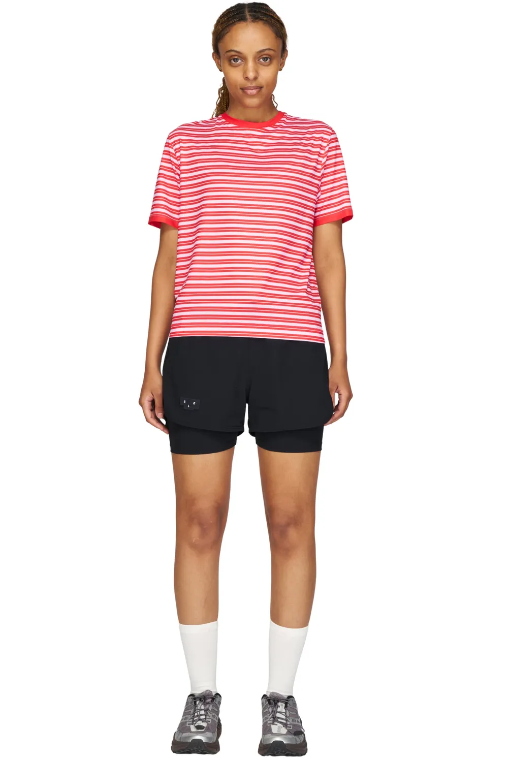 UNNA Wavy Tee Striped Laufshirt Turbo Rose Damen