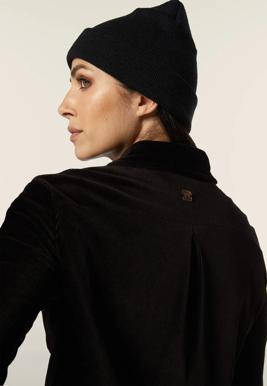 Freddy Comfort Fit Samthemd Schwarz Cord Mille Righe