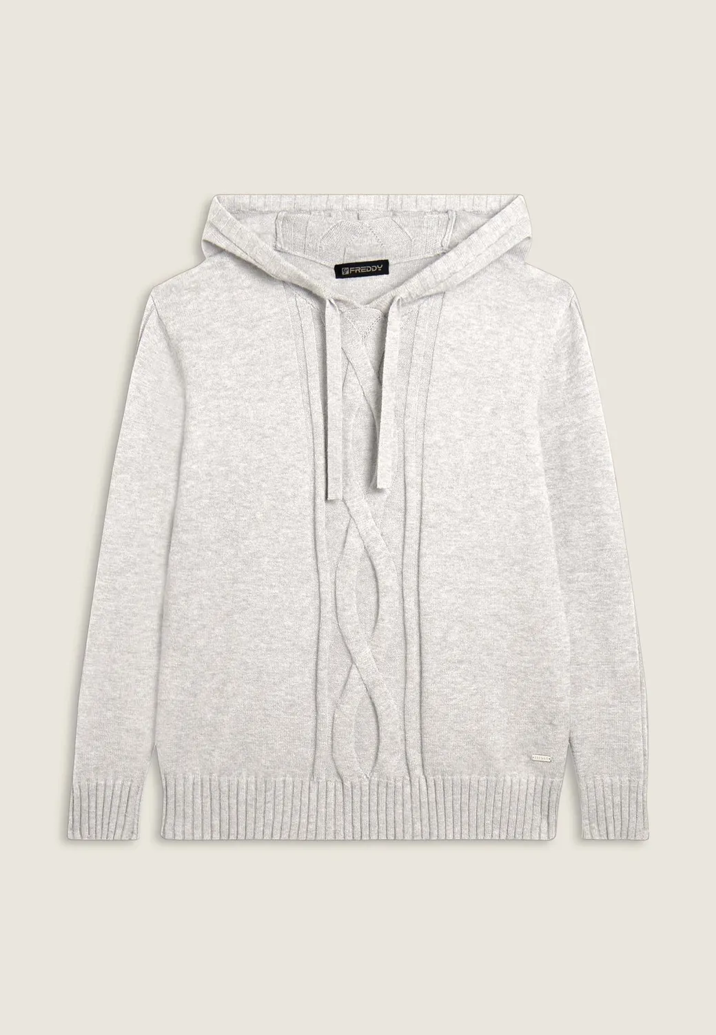 Freddy Strick-Hoodie Zopfmuster Melange Gray