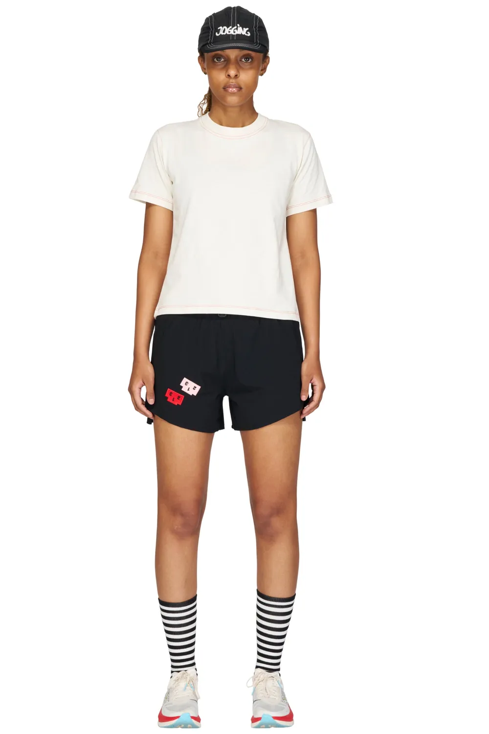 UNNA Born To Jog Tee W T-Shirt Vanilla White Baumwolle