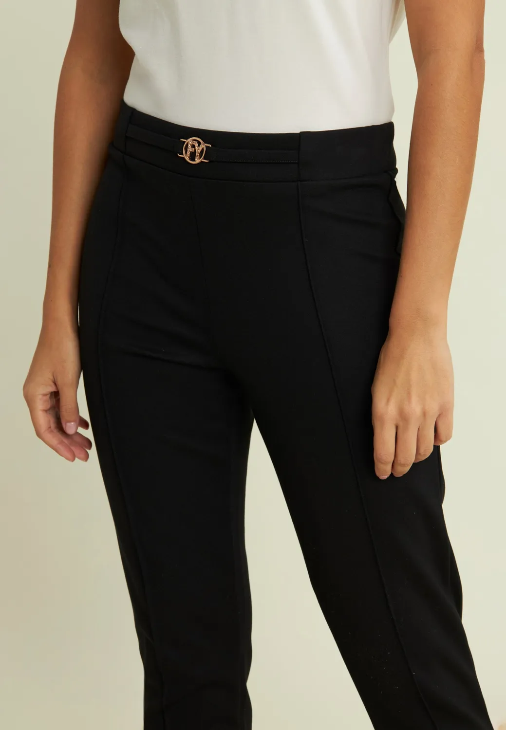 Freddy Viskose Freizeithose Asymmetrisch Schwarz Hohe Taille