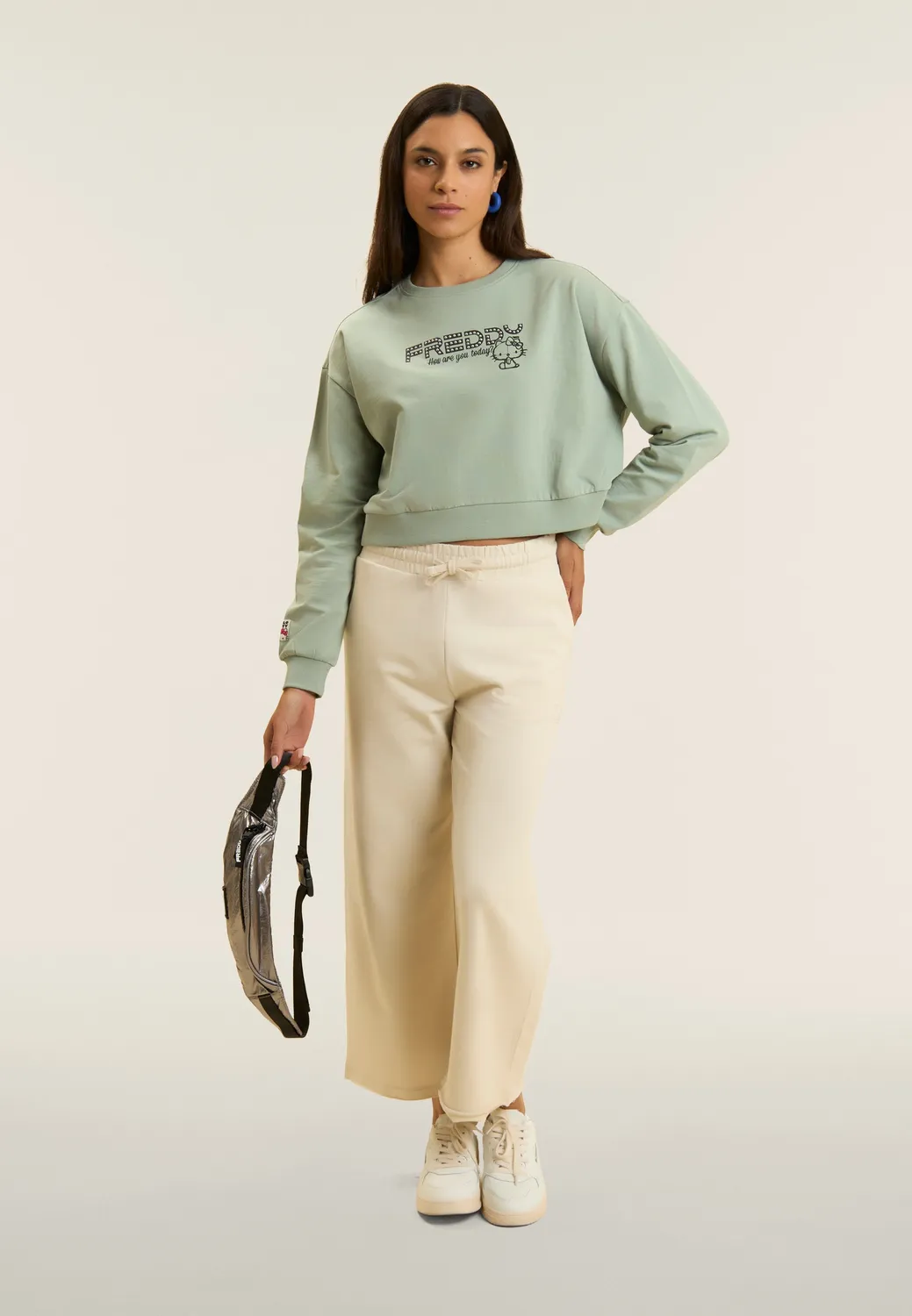 Freddy Cropped Sweatshirt Baumwolle Schwarz Hello Kitty