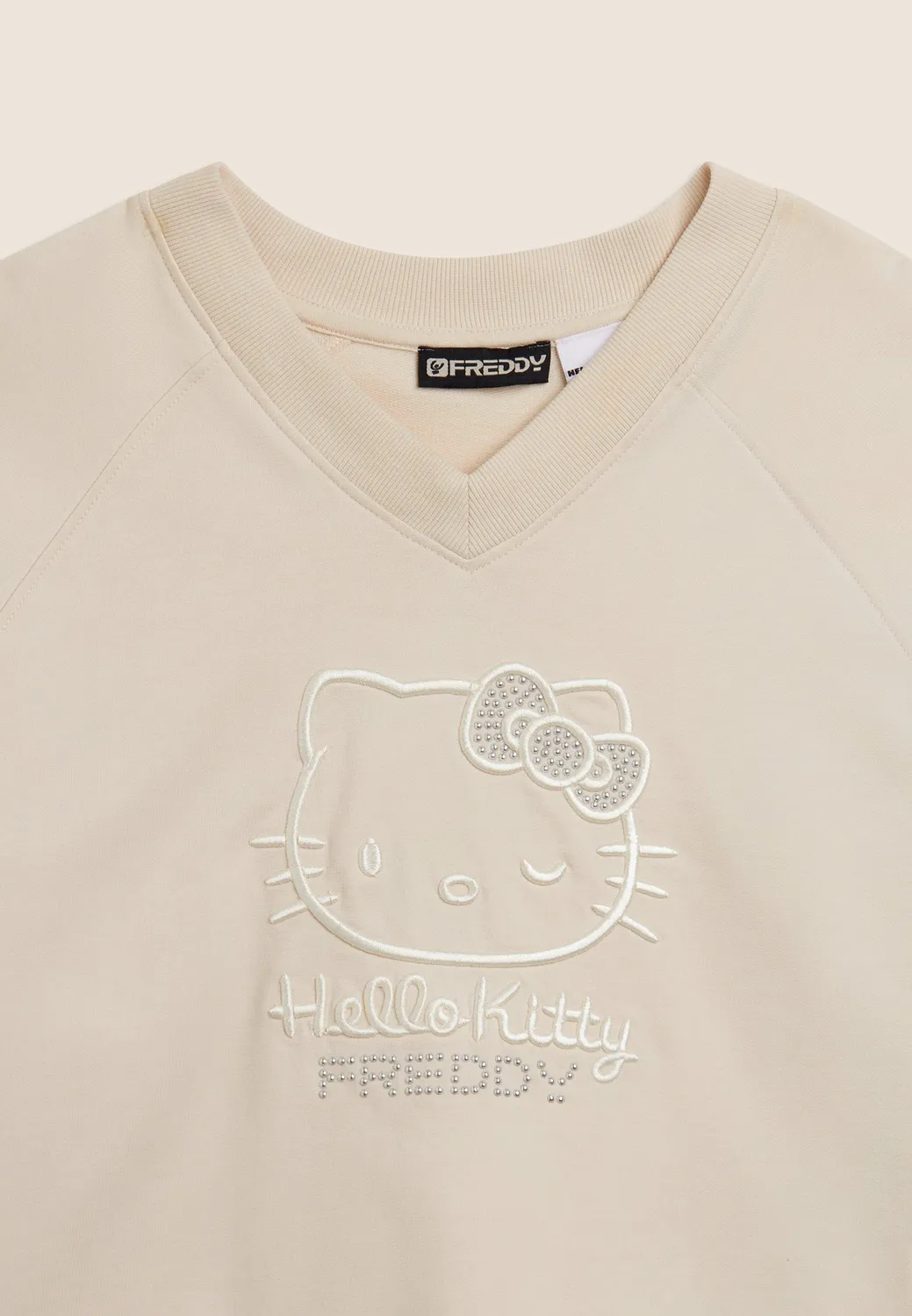 Freddy Hello Kitty Sweatshirt V-Ausschnitt Whitecup Gray