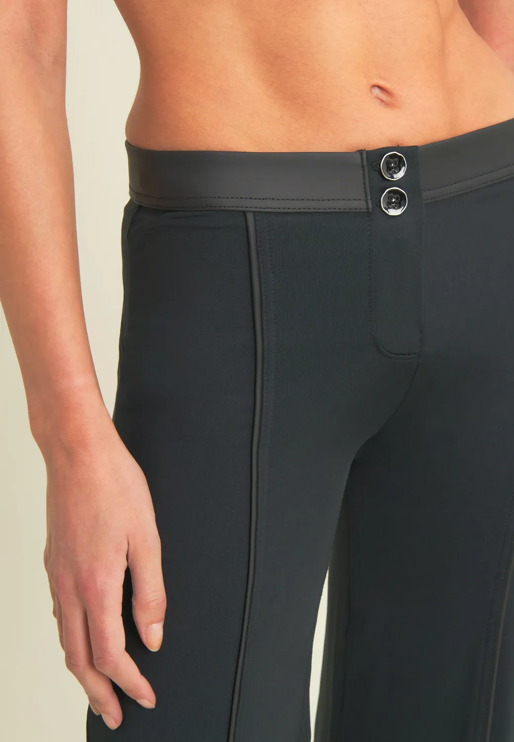 Freddy WR.UP Wide Leg Hose Schwarz Leder-Optik