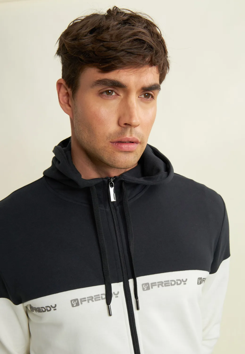 Freddy Colour Block Hoodie Turbulence-Black Baumwolle