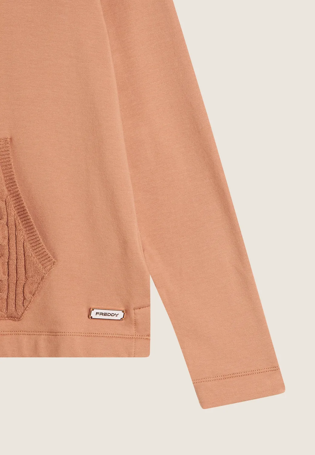 Freddy Hoodie Baumwolle Modal Kängurutasche Sand