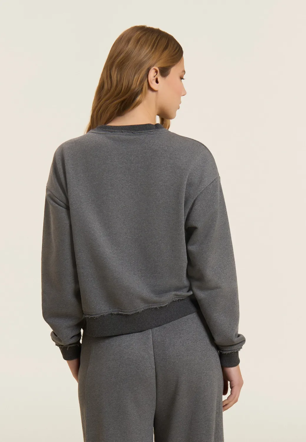 Freddy Cropped Sweatshirt Damen grau meliert