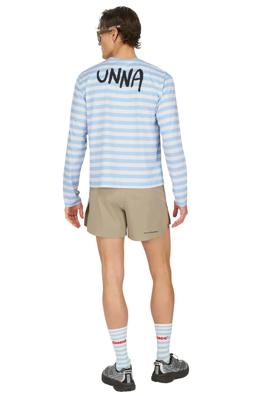 UNNA Striped LS Laufshirt Baby Blue langarm schnelltrocknend