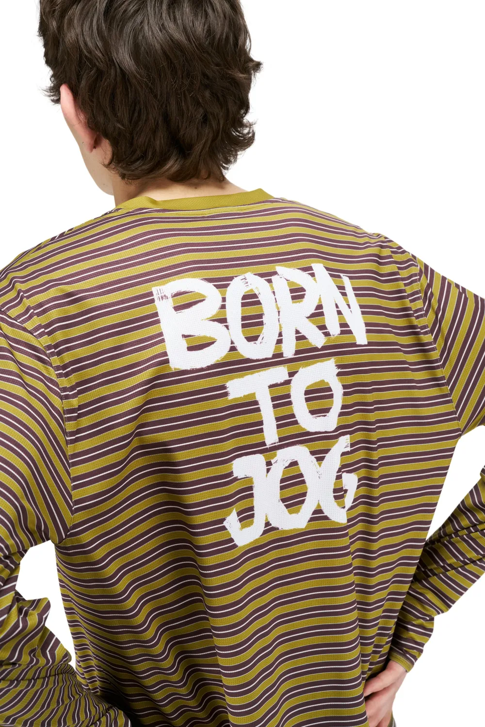 UNNA Striped LS Laufshirt Mud Gold langarm recycelt
