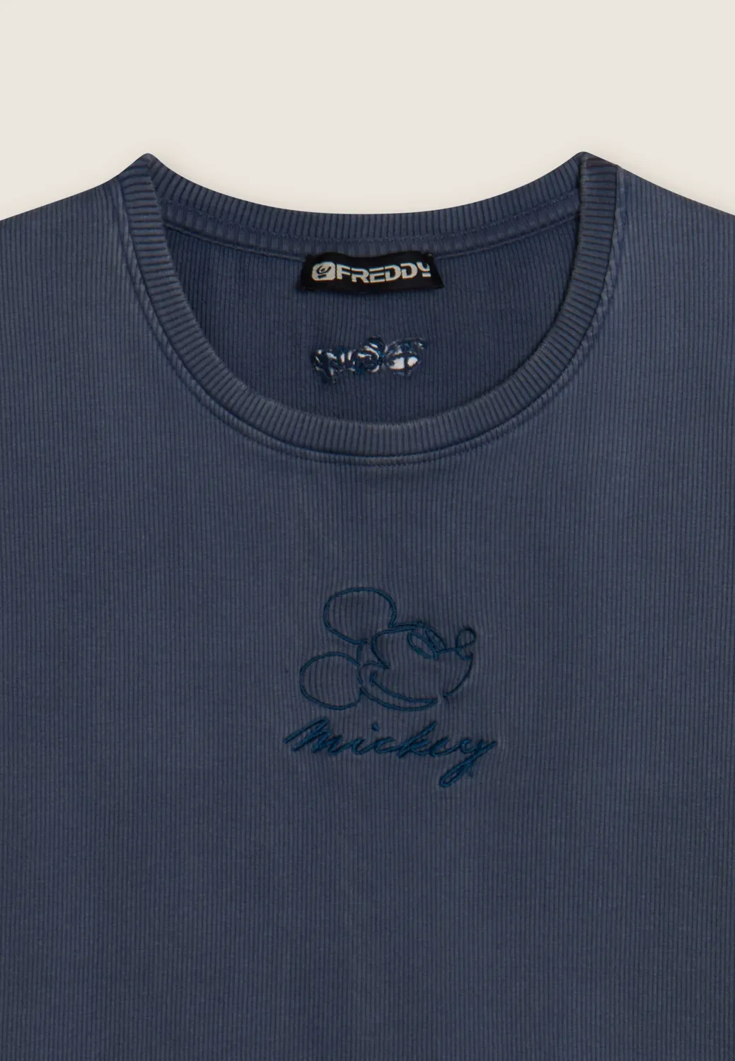 Freddy Disney T-Shirt Damen Cropped Ripp Schwarz