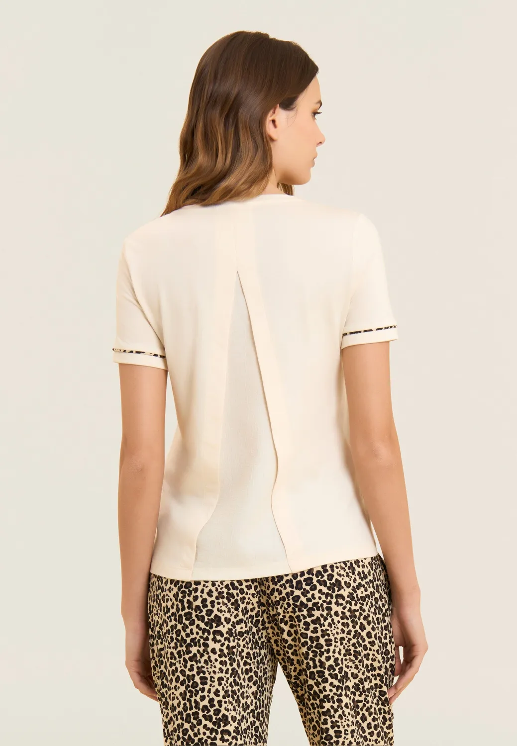 Freddy T-Shirt Crinkle-Rücken schwarz Animalier-Piping