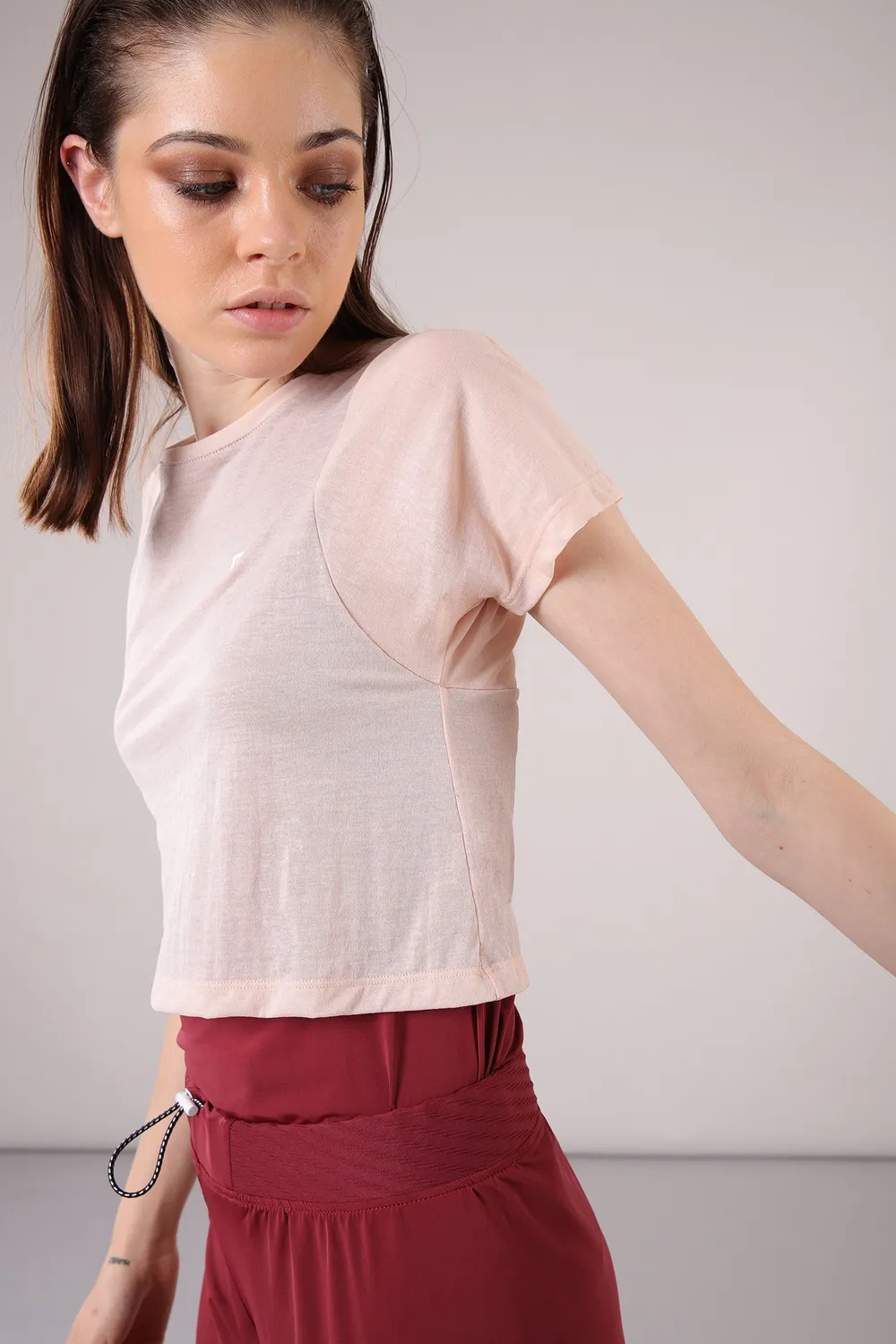 Freddy Yoga T-Shirt Kurzarm Cordovan-Cameo Rose atmungsaktiv