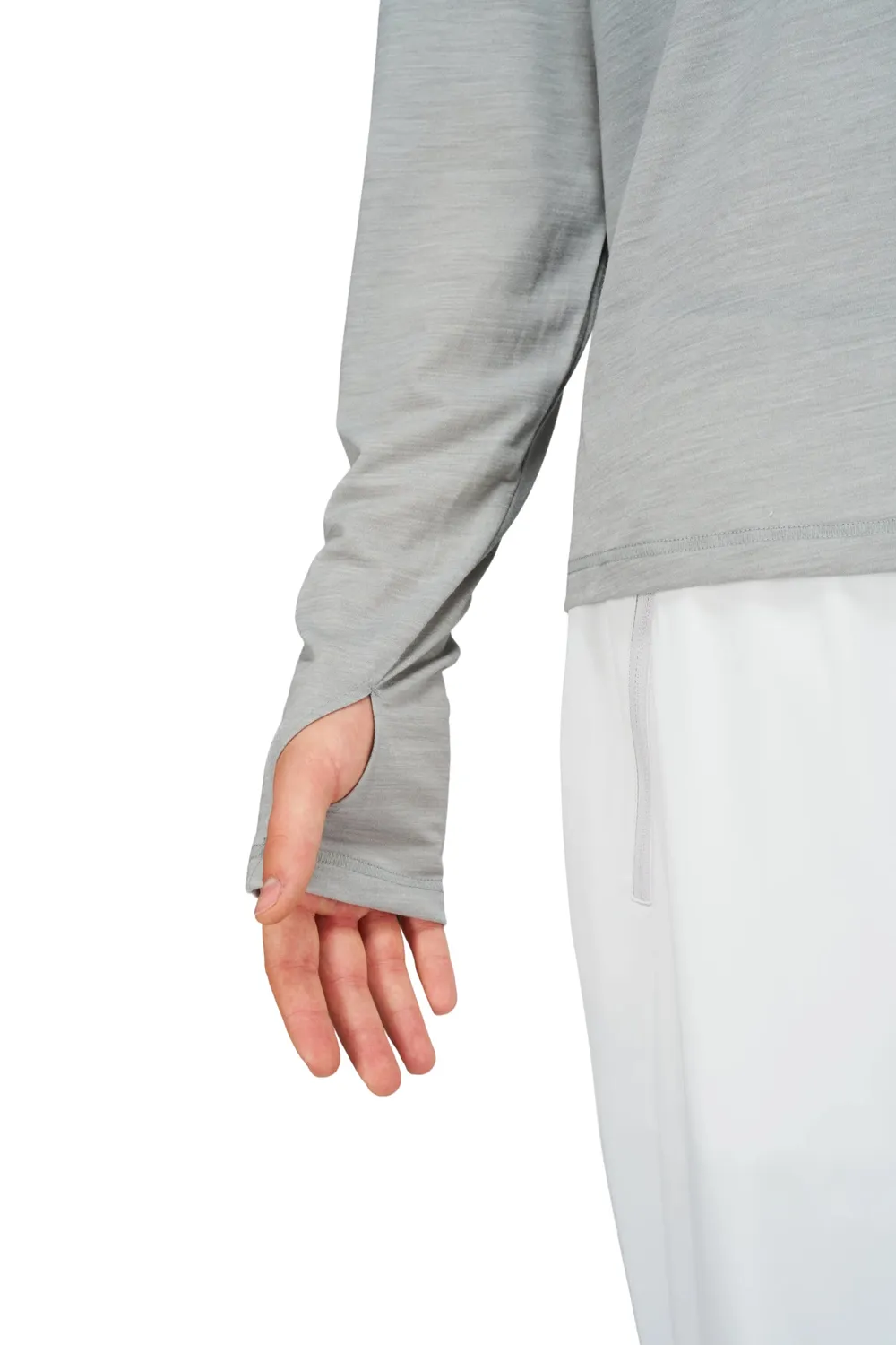 UNNA Zip Up Wool Layer Longsleeve Pearl Grey Wolle