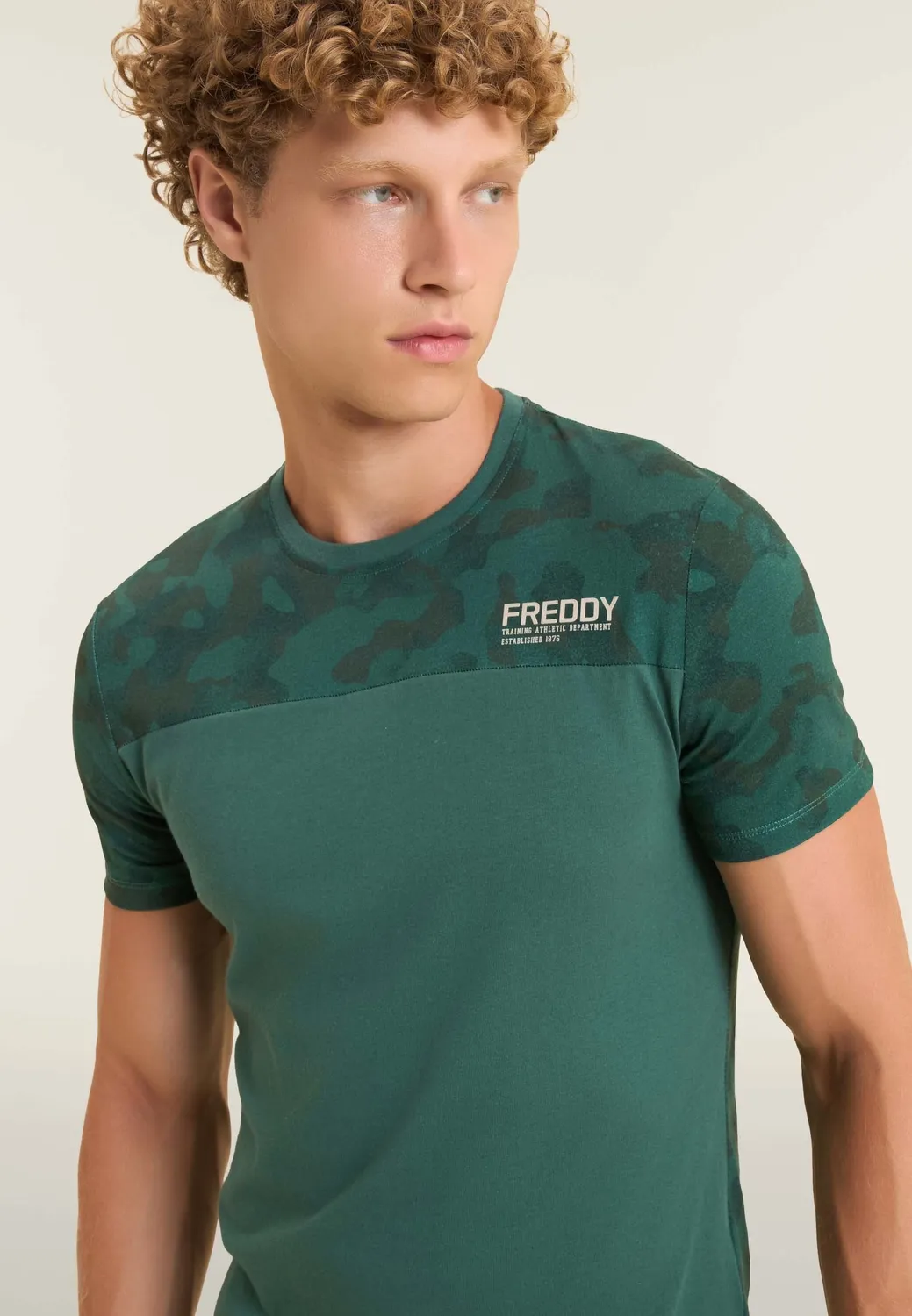 Freddy Camouflage T-Shirt Regular Grün Herz-Logo Baumwolle