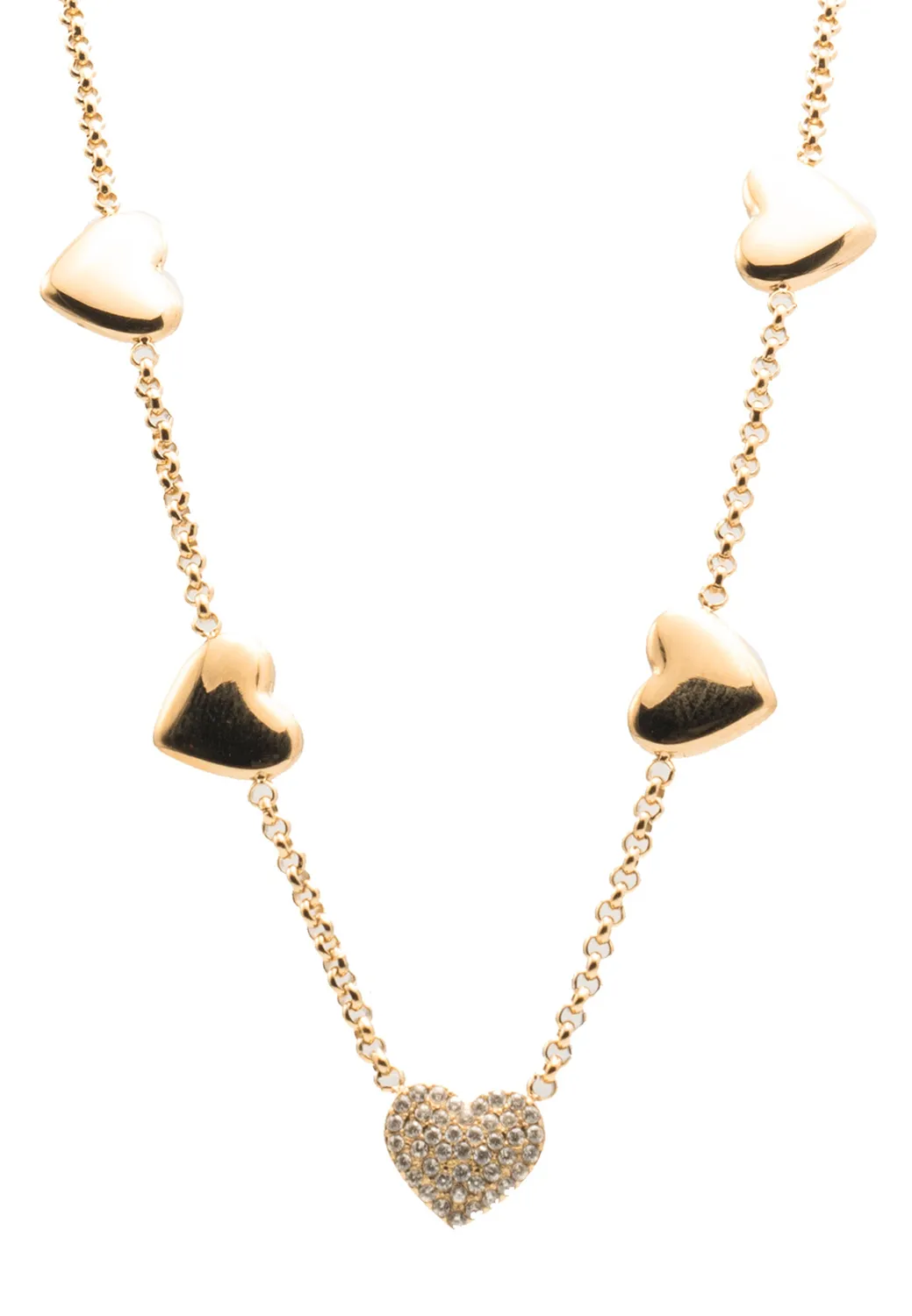 Freddy Halskette Gold Herzen Strass Edelstahl