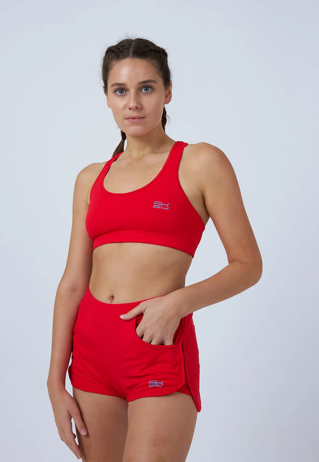 SPORTKIND 2-in-1 Shorts Sportshorts Rot mit Innenhose