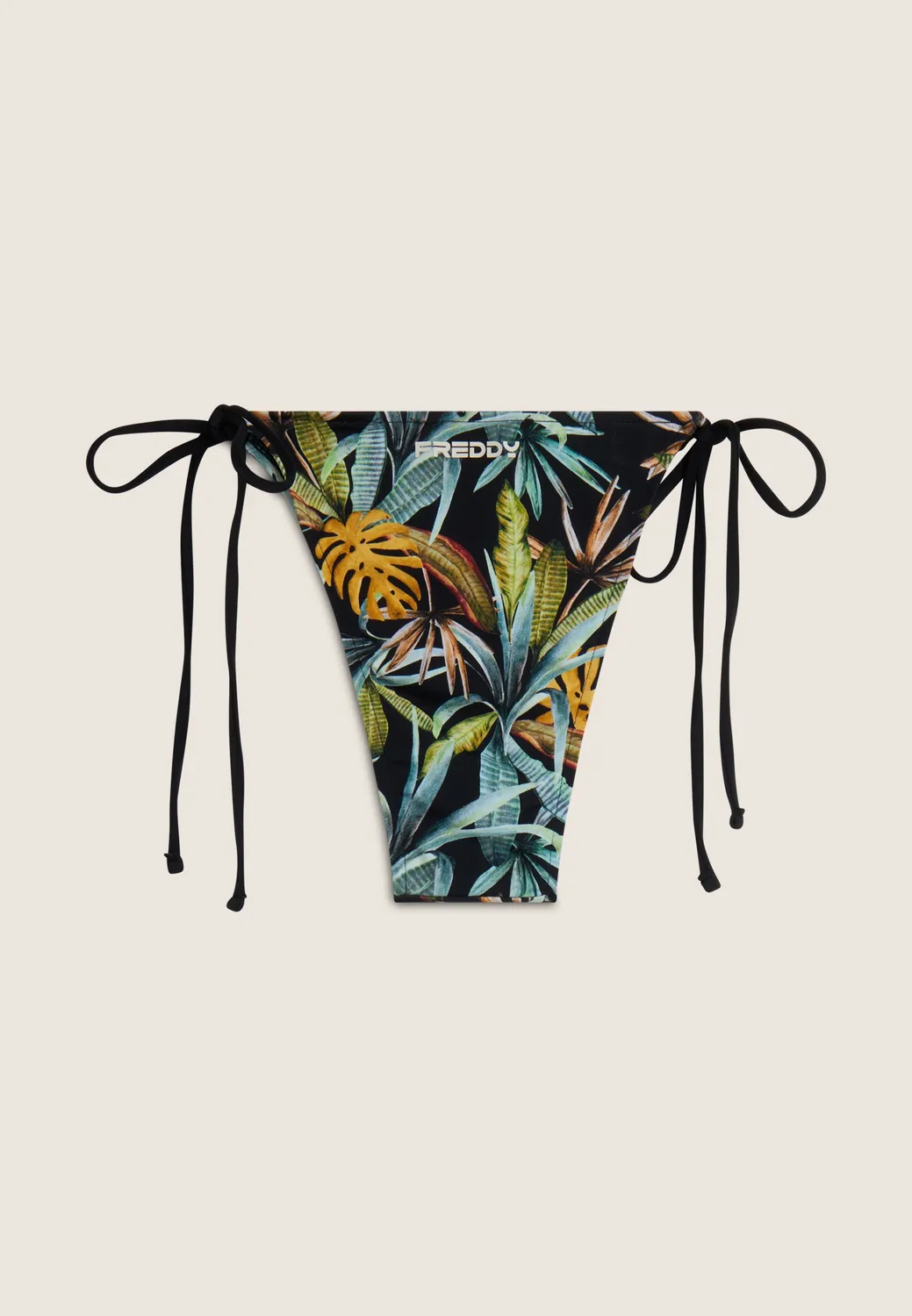 Freddy Bikinihose Tropical-Print Schwarz Schnürung verstellbar