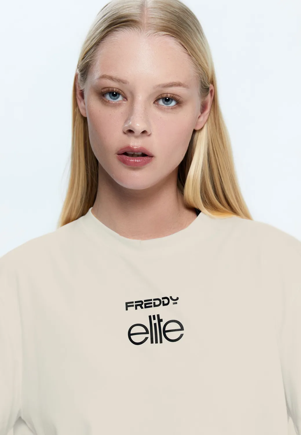 Freddy Elite Cropped T-Shirt Crystal Gray Baumwolle