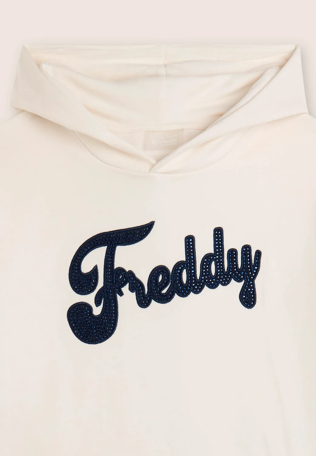 Freddy Mädchen Hoodie Milchweiß Strass Kapuze