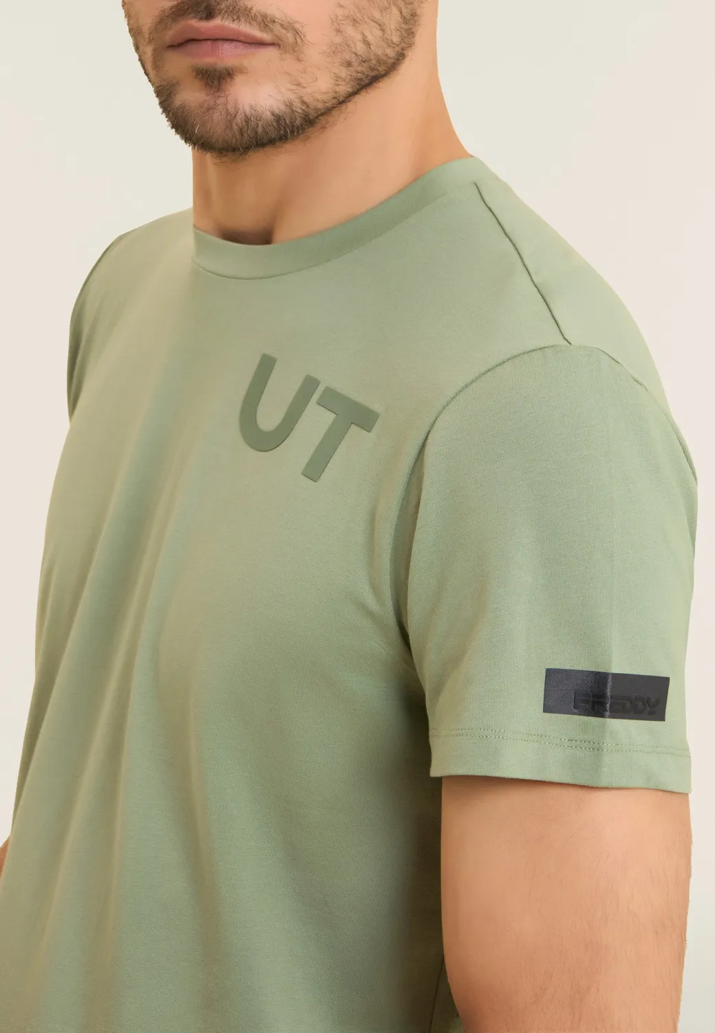 Freddy Urban Tech T-Shirt Baumwolle hedge green Print