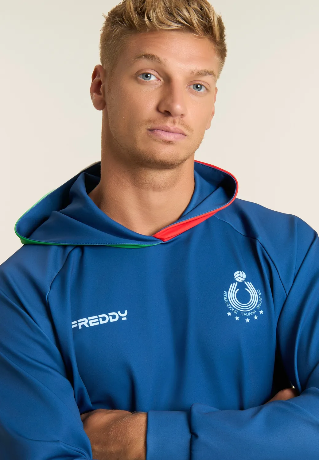 Freddy Beach Volley Italia 2025/26 Kapuzenjacke Blau UV50+